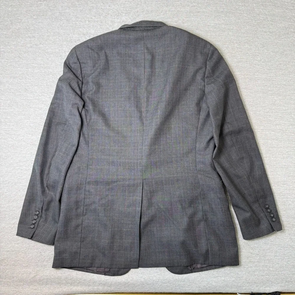 Vintage Cheshire Clothes Men's 42R Blazer‎ Sport Coat Gray Plaid Wool 2 Button